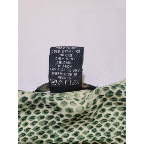 BCBGMaxazria Blouse Womens Medium Tie Waist Puff Sleeve Green Snake Print - Picture 9 of 9